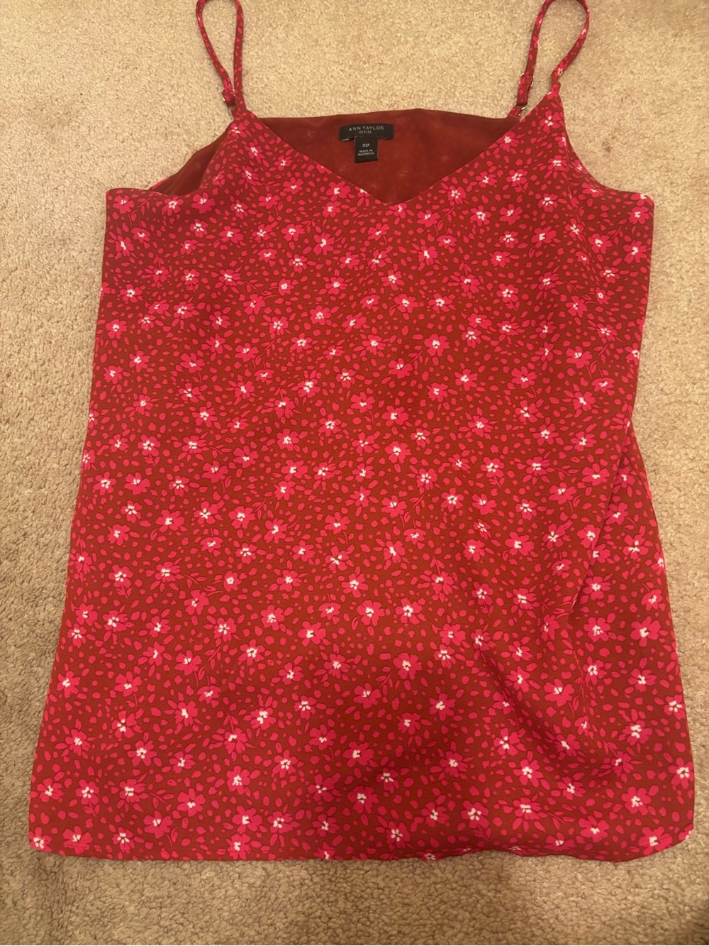 Red Floral Cami Top with Spaghetti Straps